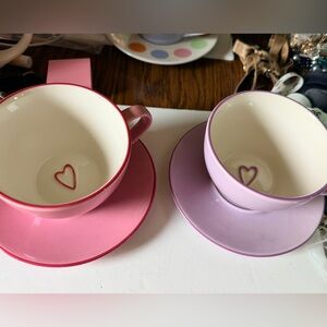 Starbucks Pink and Purple Heart Teacup Set